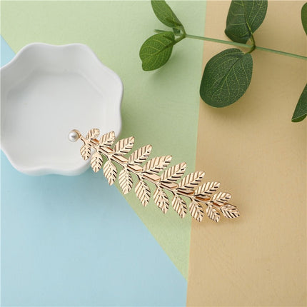 Cross-Border European and American Bridal Leaf Headband Baroque Golden Leaf Headdress Bracelet Earrings Arm Ring Hairpin Hair Accessories