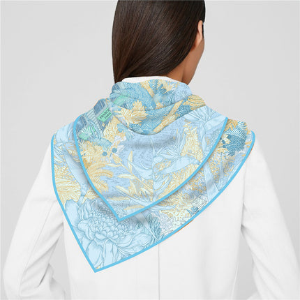 90cm French Retro All-match New Jungle Garden Twill Decorative Shawl Large Square Scarf Gift Scarf
