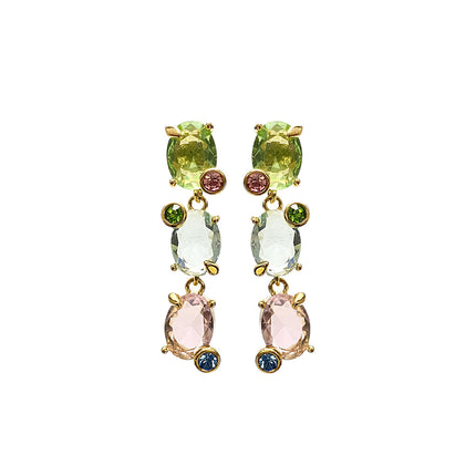 Beating Heart Sugar Cube Earrings Green Crystal Earrings Women's Niche Light Luxury Personalized Fashion High-End Design Earrings