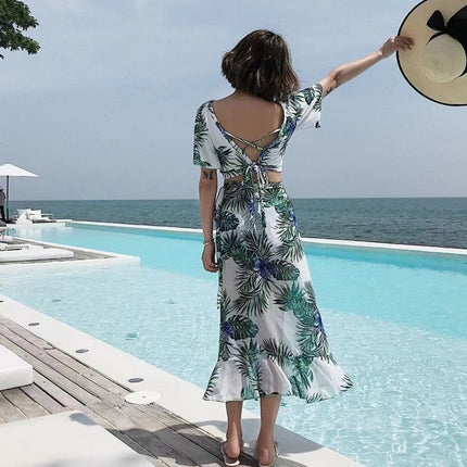 Couple's Swimsuit Women's Three-Piece Set Belly Covering Slimming Conservative Korean Style Hot Spring Small Chest Gathered Holiday Hot Spring Women's Swimsuit