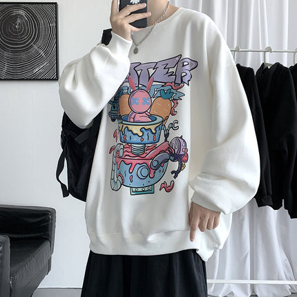 Sweatshirt Men's Spring and Autumn Loose Thin Round Neck Long Sleeve Hong Kong Style Trendy Brand Boys Couple's Casual Pullover Zhongshan Jacket