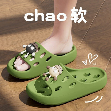 Bathroom Bath Slippers Women's Cartoon Eyes New Summer Home Dormitory Hotel Anti-slip Water Leakage Quick-drying Sandals for Men