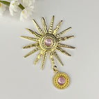 Golden sunflower pink beads