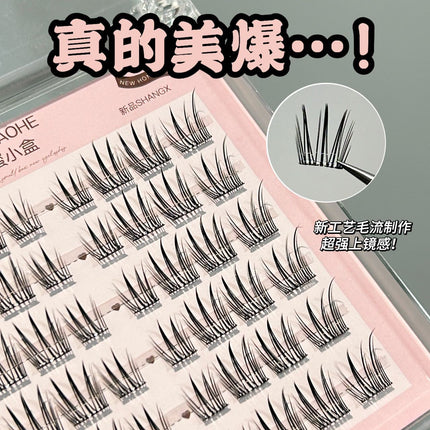 Honey Small Box Phalaenopsis Oblique Flying Glue-free Cartoon False Eyelashes Natural Simulation on Mirror Clear Root and Clear Root False Eyelashes