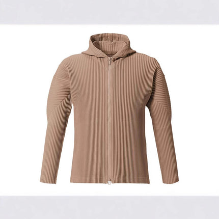 Miyake Clothes House Men's Pleated Zipper Cardigan Jacket Hoodie Sweater Jacket Loose Casual Autumn and Winter JL106