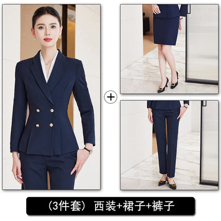 Autumn and Winter Professional Small Suit Suit, Feminine Formal Suit Two-Piece Suit, Beautician Front Desk Work Clothes
