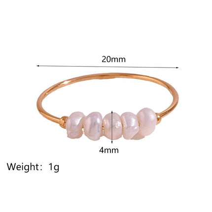 Cross-border Fashion Elegant Fashion Light Luxury Explosive Ring Jewelry Stainless Steel Plated 18K Natural Freshwater Pearl Ring