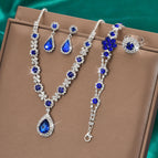 907660918 ring sapphire blue four-piece set