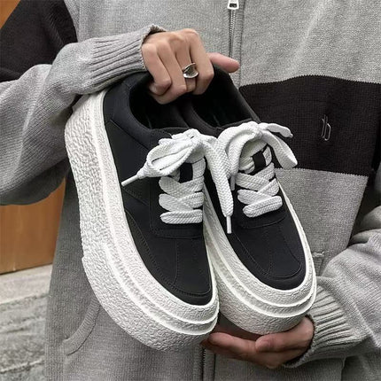 Fashion Trendy Ins Style Sneakers White Shoes Canvas Breathable Thick Sole 5cm Heightening Thick Sole Casual Sneakers Summer Shoes