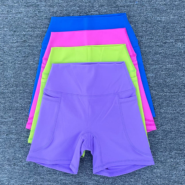 Summer Quick Drying Naked Sports Shorts High Waist Tight Yoga Pants Pocket Running Fitness Shorts 125