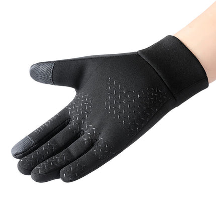 Cycling Gloves Men's Outdoor Sports Cold-Proof, Windproof and Warm Full-Finger Touch Screen Anti-Slip Driving Fleece-Lined Autumn and Winter Women's