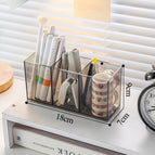 Transparent gray pen holder with 3 compartments [single carton packaging]