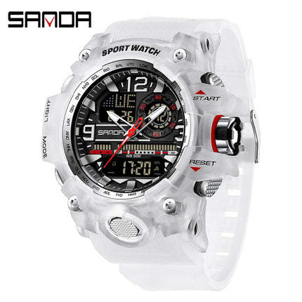 Sanda Hot-Selling Watch Korean Version Student Party Multi-Functional Waterproof Alarm Clock Electronic Watch Cool Dual Display Luminous Sports Watch