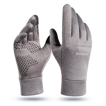 Outdoor Cycling Gloves for Men and Women in Winter, Fleece-Lined, Warm, Touch-Screen, Non-Slip, Cycling, Mountaineering, Skiing, Waterproof and Windproof, Cross-Border
