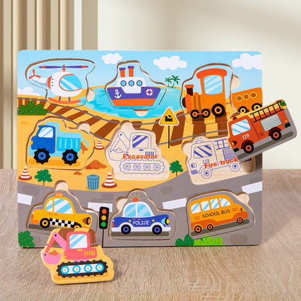 Cross-border Wooden Children's Early Education Interesting Enlightenment Cognition Matching Jigsaw Puzzle Exercise Hand-eye Coordination Educational Toys