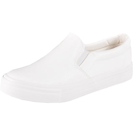 Pure white leather White shoes women's slip-on slip-on couple loafers waterproof stain-resistant flat men's shoes casual shoes