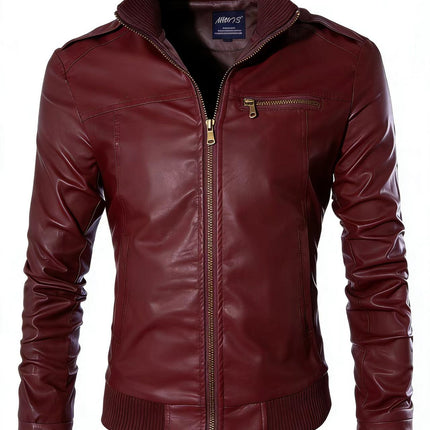 Wholesale Men's Motorcycle Leather Jackets for Foreign Trade, 2023 Spring, Autumn, and Winter New Leather Coats, Korean Style Slim-Fit Men's Leather Jackets