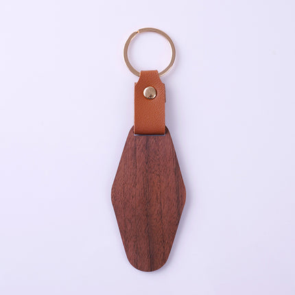 in stock Homestay Creative Leather Wooden Keychain Couple Keychain Creative Car Pendant