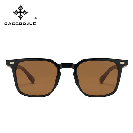 New Fashion Trend Men's Advanced Sunscreen Sunglasses Women's TR90 Sunglasses Ultra HD Wood Grain Leg Polarized Glasses