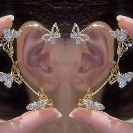 Douyin's New Super Flash Butterfly Elf Ear Hook Super Fairy Accessible Luxury Earrings Without Piercing All-In-One Ear Bone Clip Earrings