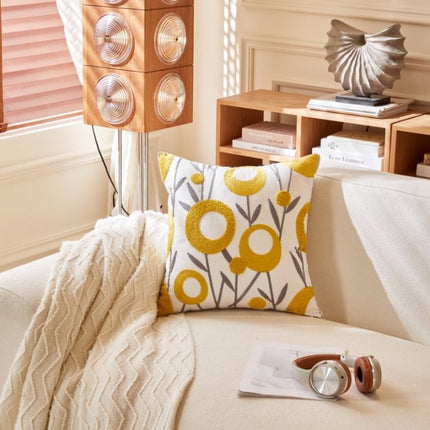 Nordic Towel Embroidered Embroidered Embroidered Pillow Living Room Cream Sofa Cushion Flower Model Room Bay Window Cushion Cover