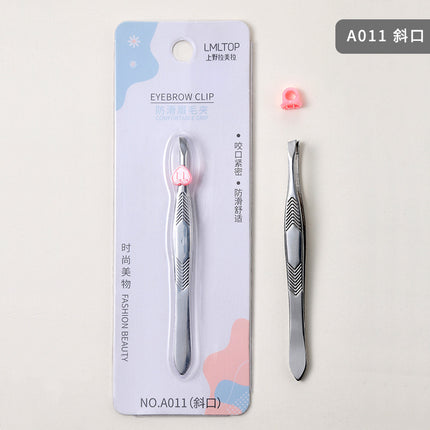 Lamela Stainless Steel Eyebrow Clip Eyebrow Pliers Eyebrow Clip Tweezers Hair Plucking Clip Oblique Mouth Flat Mouth Two Types Wholesale A011