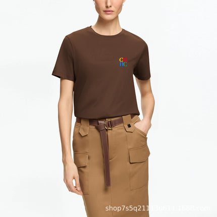 Chhc Summer Printed Pure Cotton Short-Sleeved T-Shirt with Letter Design for Men and Women, Cross-Border Hot-Selling Model, Dropshipping and Fast Selling