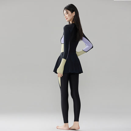 one-piece swimsuit women's long-sleeved trousers sunscreen 2025 new slim hot spring swimsuit jellyfish suit surf diving suit