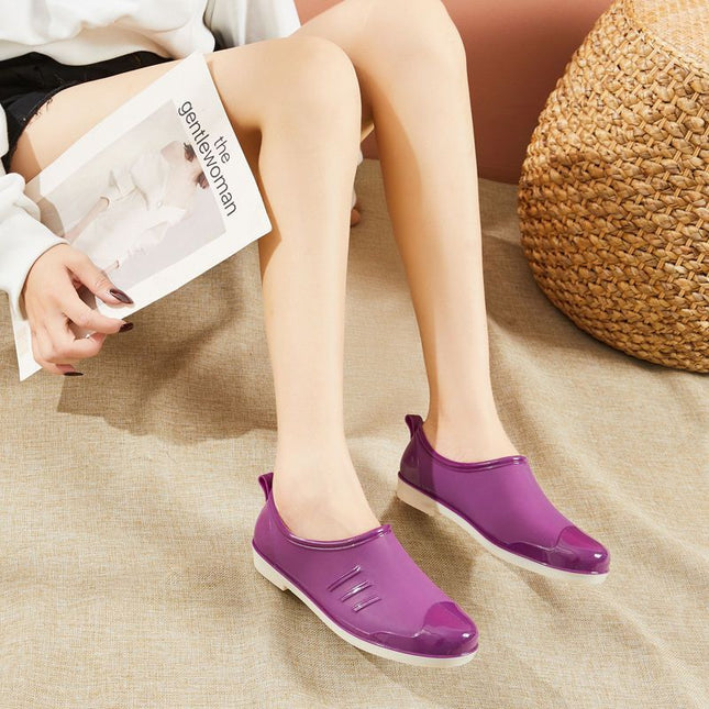 Mom Rain Shoes Women's Shallow Mouth New Fashionable Lightweight Rain Boots Outer Wear Non-slip Adult Work Kitchen Car Wash Glue Shoes