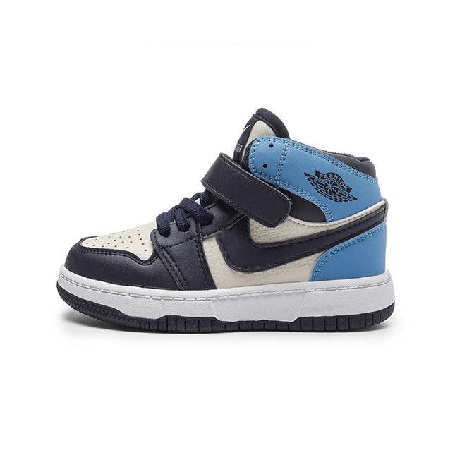 Children's High-top sneaker 2024 Autumn and Winter New Girls' fleece-lined Two-cotton Shoes North Carolina Blue Boys' Non-slip Sneakers