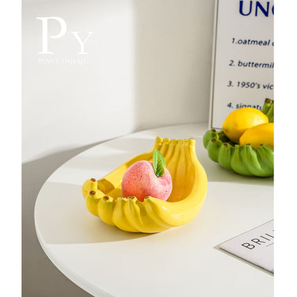 Ceramic Banana Fruit Plate, Snack Plate, Candy Plate, Living Room Coffee Table Fruit Plate, High-End Light Luxury Decoration