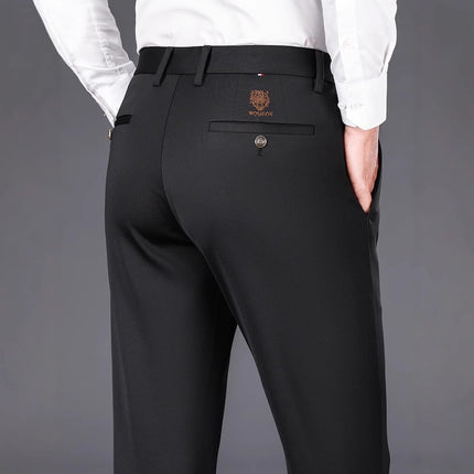 Cross-Border Men's Casual High-Elastic Tiger Head Suit Pants Anti-Wrinkle High-Waist No-Iron Business Formal Men's Pants Wholesale