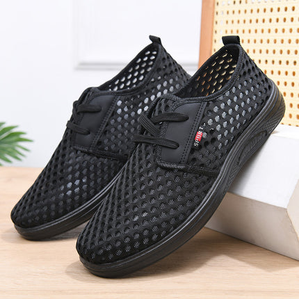Summer New Style Old Beijing Big-Eye Mesh Dad Shoes Non-Slip Casual Fashion Urban Uncle Walking Cloth Mesh Men's Shoes