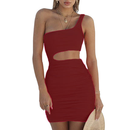 Foreign Trade Women's Sexy Sleeveless Ruched Bodycon Nightclub Party Mini Dress 2026 Summer New Women's Fashion