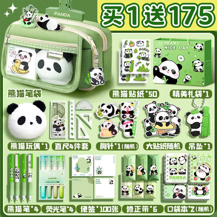 Large-Capacity Panda Pencil Bag High-Value Stationery Bag 2025 Girls New Multi-Functional Stationery Box Set Junior High School Students