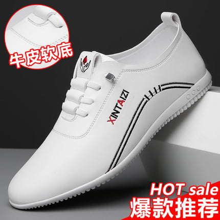 [Genuine leather] men's leather shoes 2023 new breathable deodorant white casual shoes soft bottom soft surface leather shoes for men