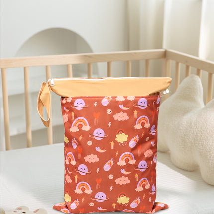Cross-border in stock Nordic Animal Printing Baby Room Storage Hanging Bag Dry and Wet Separation Double-layer Waterproof Bag Wetbag