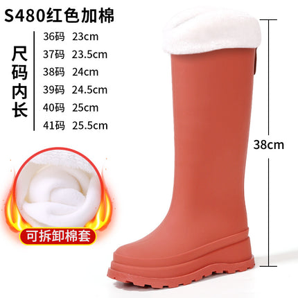 2025 Cross-Border Korean Style Outdoor Versatile Rain Boots for Women, Fashionable Outer Wear, Cotton Waterproof Anti-Slip Rain Boots for Women