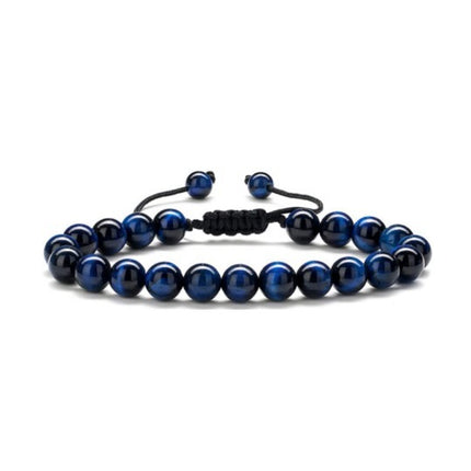 Amazon Hot Selling Natural Stone Beaded Bracelet 8mm Adjustable Size Blue Pine Volcanic Stone Bracelet Manufacturers in stock