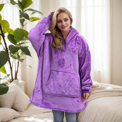 Hooded Blanket, Lazy Blanket That Can Be Worn Outside, Lazy Flannel Pajamas, Tv Blanket, Outdoor Cold-Proof Hooded Blanket for Home Use
