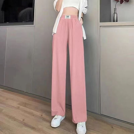 Summer Elegant Artistic Casual Pants Trendy Women's Lazy Fashion Popular All-match New Ice Silk Pants Simple Wide-leg Pants