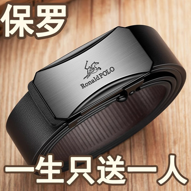 Cross-Border Paul Genuine Leather Belt 2026 New Model Men's Automatic Buckle Youth Trendy Trouser Belt Brand Belt Wholesale
