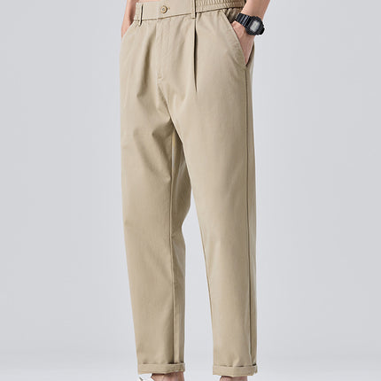 Spring and Summer Thin Tapered Light Business Casual Pants for Men, Stretchy Versatile Cropped Pants for Men