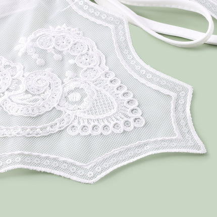 Spring and Summer New Transparent Organza Ruffled Embroidered Collar Small Outer Shawl Lace Decorative Collar
