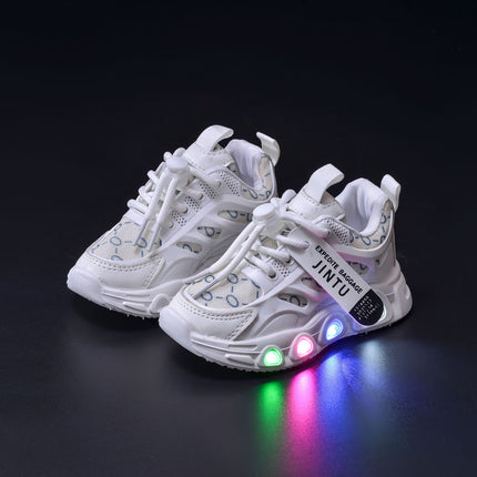 Spring and Summer New Children's Luminous Cloth Noodles for Boys sneaker 1-6 Years Old LED Light Shoes Casual Girls Schoolwalking Lights Shoes