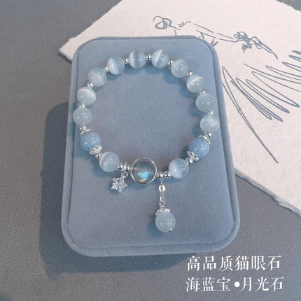 Imitation Cat's Eye Stone Butterfly Bracelet for Women Ins Niche Design Gray Moonlight Bracelet Versatile Elegant Sweet Unique Natural