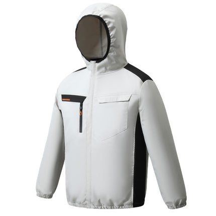 Summer New Three-Hole Fan Air-Conditioning Clothing Outdoor Cooling Sun Protection Hooded Shirt Stand Collar Jacket Work Clothes