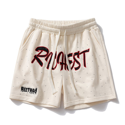 Shorts Men's Letters Summer Tooling Fashionable Trousers Casual Outer Wear Loose Trendy Brand Mid-length Pants Beach Pants