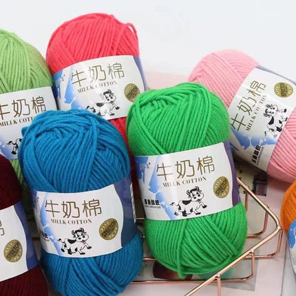Five-Strand Milk Cotton Yarn Wholesale Medium-Thick Yarn Crochet Doll Shoes Scarf DIY Knitting Material Kit Crochet