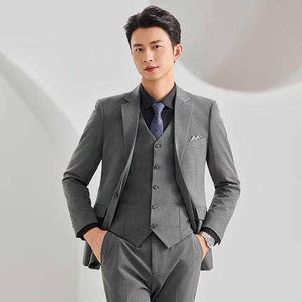 Men's Three-Piece Korean Style Slim Dress Business Professional Formal Wear Men's Groom Wedding Suit Suit